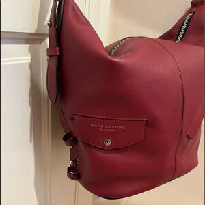 Large Marc Jacobs red burgundy leather handbag tote hobo shoulder bag like new
